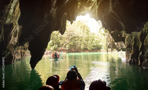 Bilde på lerret Inside view point of Puerto Princesa Palawan subterranean underground river at e