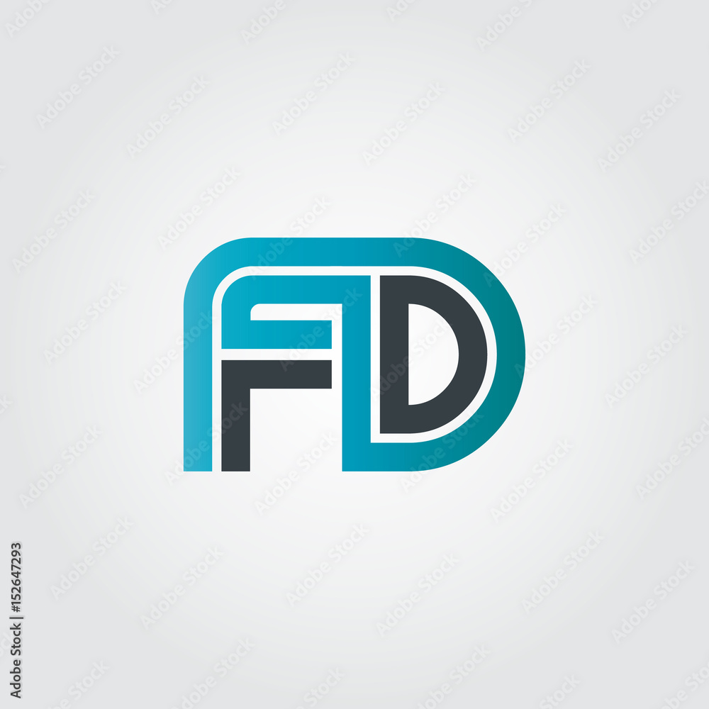Initial Letter FD Linked Design Logo