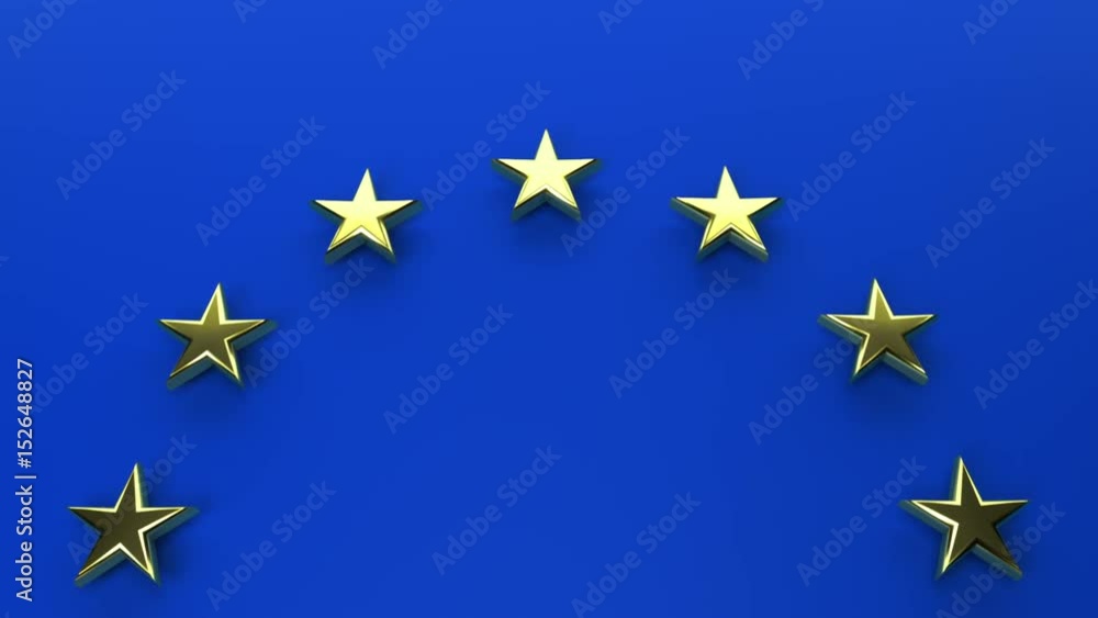 European Union Animation Loop with the Golden Stars Slowly Rotating against the Blue Background European Union Animation Loop with the Golden Stars Slowly Rotating against the Blue Background