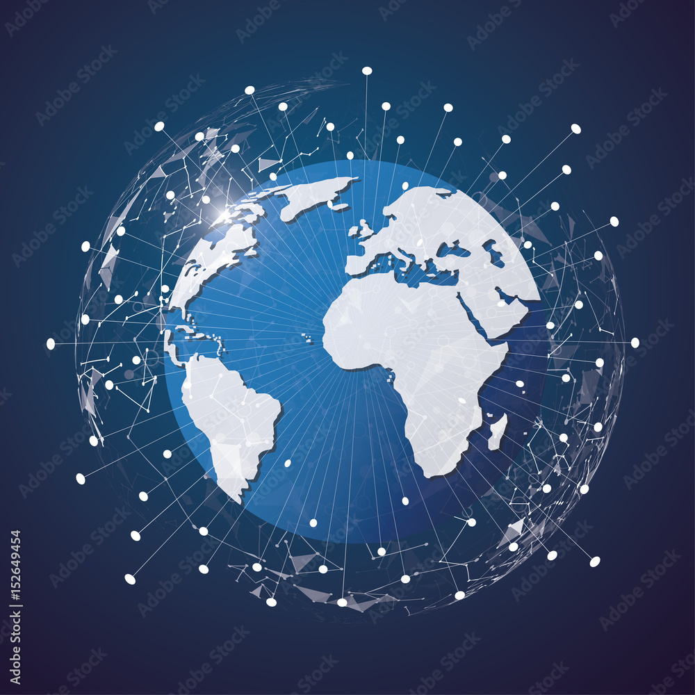 Naklejka premium Global network connection. World map point and line composition concept of global business. Vector Illustration