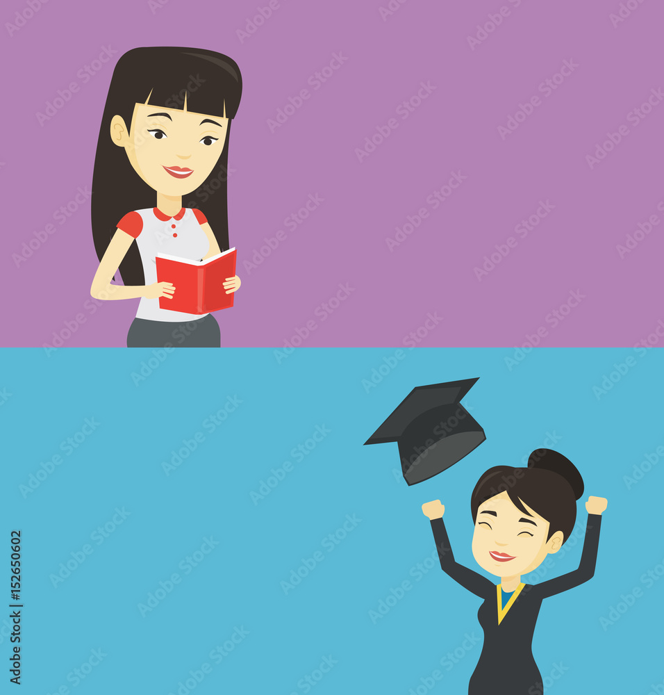Two educational banners with space for text. Two educational banners with space for text.