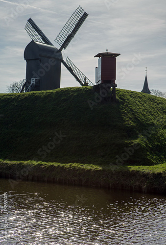 Fortress of Bourtange Netherlands Windmill on fortress. Groningen Netherlands. photo