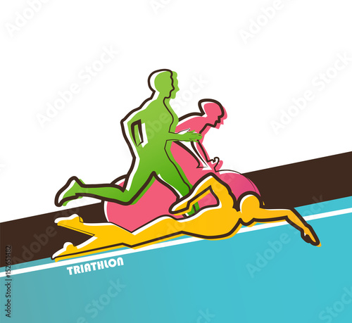 Vector illustration triathlon, flat design