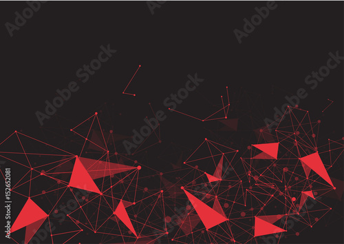 Fototapeta Naklejka Na Ścianę i Meble -  Red Abstract polygonal space low poly background with connecting dots and lines. Connection structure. Vector Illustration