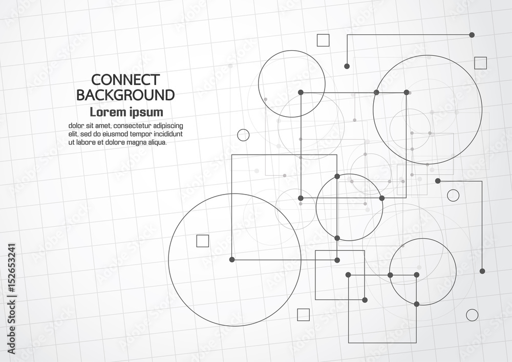 Abstract line square and circle elements. network and connection background. Vector illustration