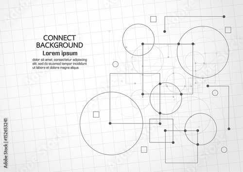 Abstract line square and circle elements. network and connection background. Vector illustration