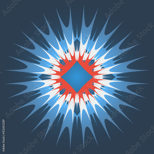 Floral design. Colorful abstract flower over blue background. Vector illustration
