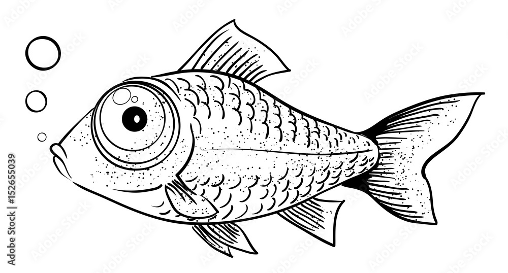 Obraz premium Cartoon image of fish. An artistic freehand picture.