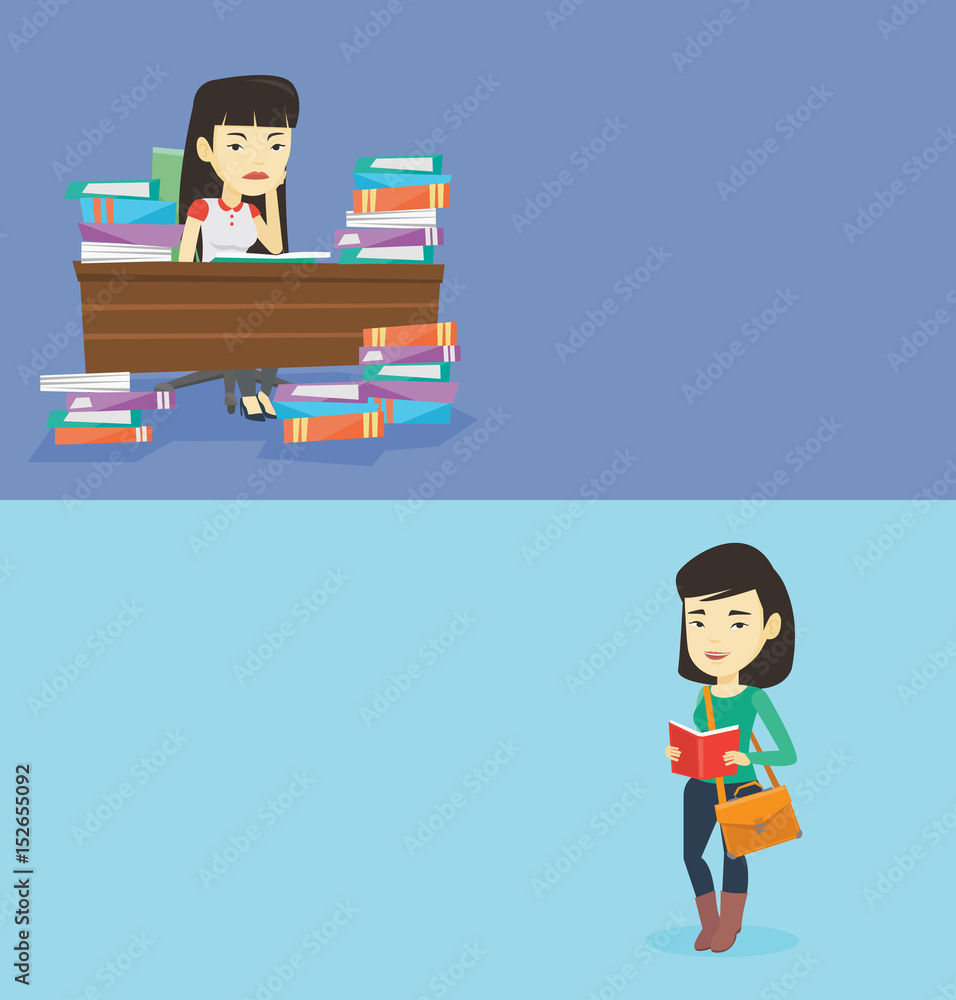 Two educational banners with space for text. Two educational banners with space for text.