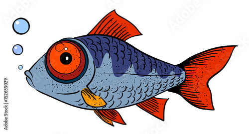 Cartoon image of fish. An artistic freehand picture.