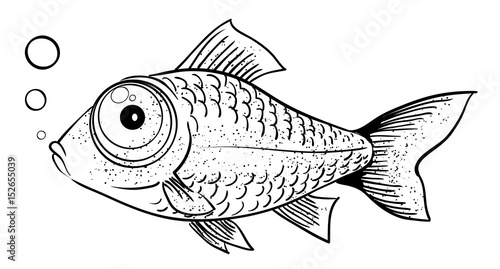 Cartoon image of fish. An artistic freehand picture.