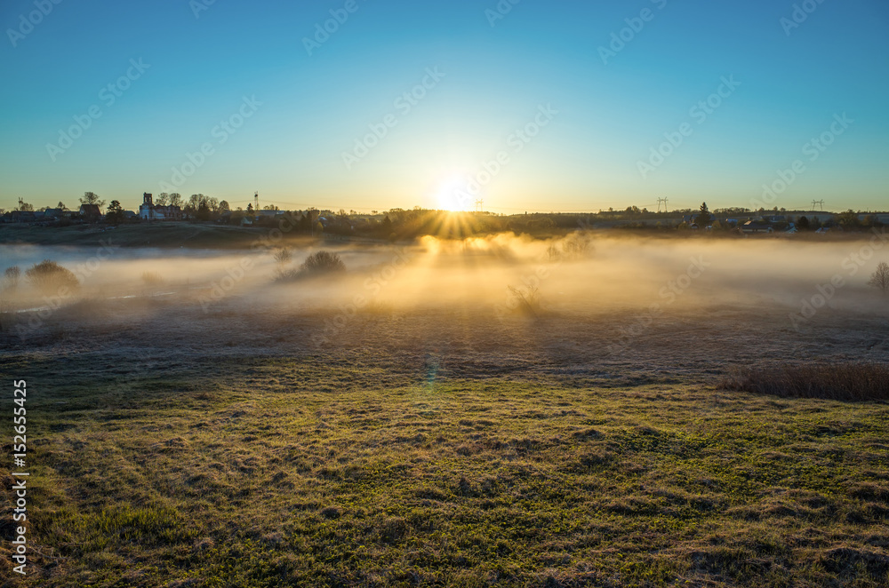 Morning in the Russian village in may, Vladimir region