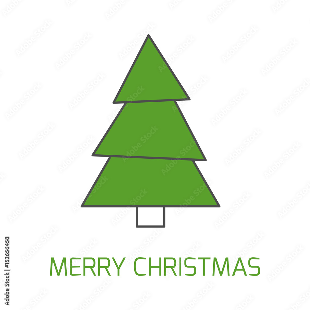 Simple Christmas giftcard template with Christmas tree and wish. Modern thin line design. Isolated vector illustration. Simple Christmas giftcard template with Christmas tree and wish. Modern thin line design. Isolated vector illustration.