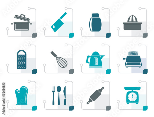 Stylized Kitchen and household Utensil Icons - vector icon set