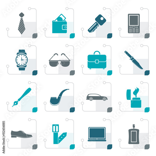Stylized man accessories icons and objects- vector illustration