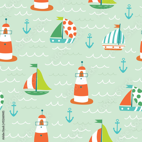 Nautical sea seamless pattern