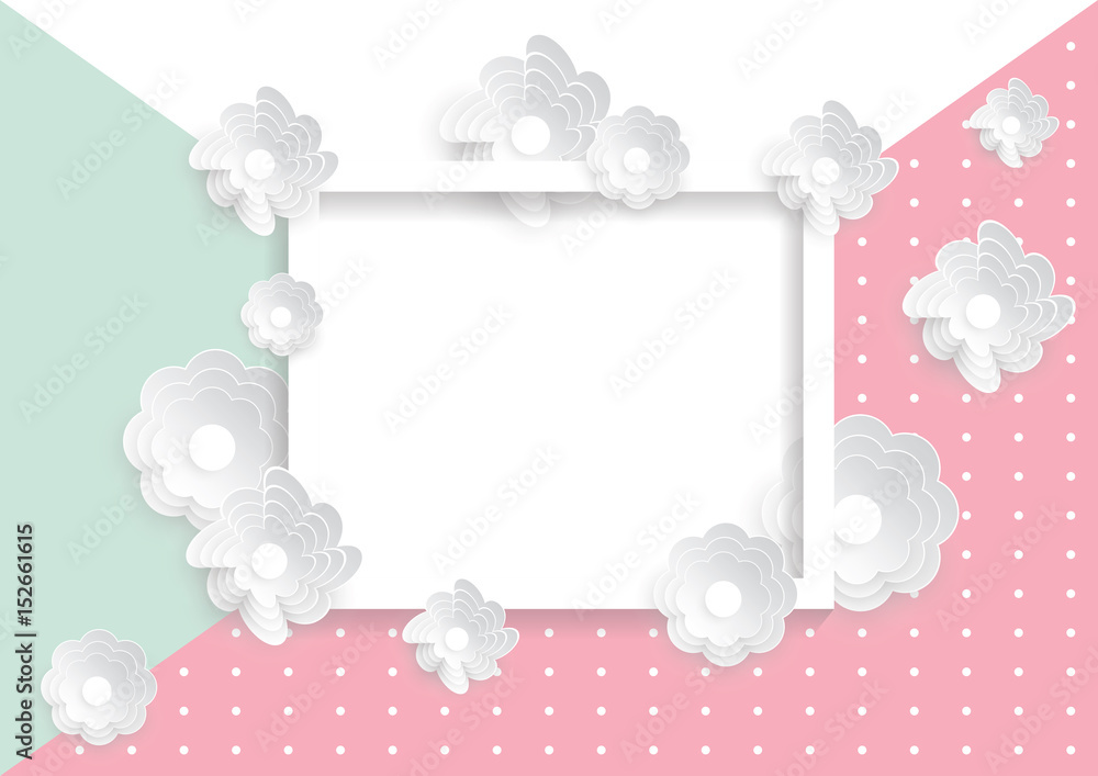 Template Mother's day greeting card with paper flowers. Vector illustration Template Mother's day greeting card with paper flowers. Vector illustration