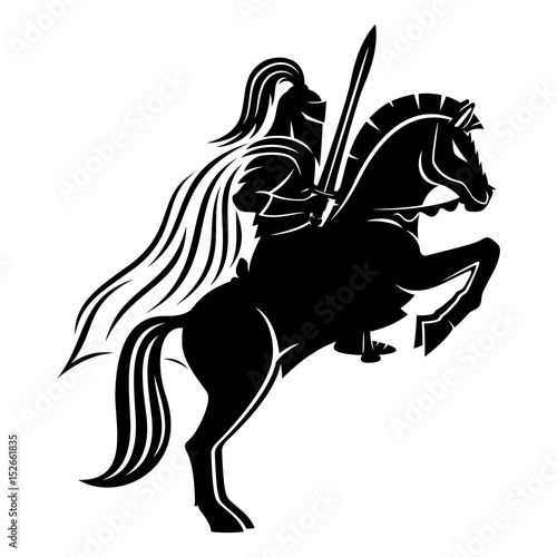 A knight on a horse.