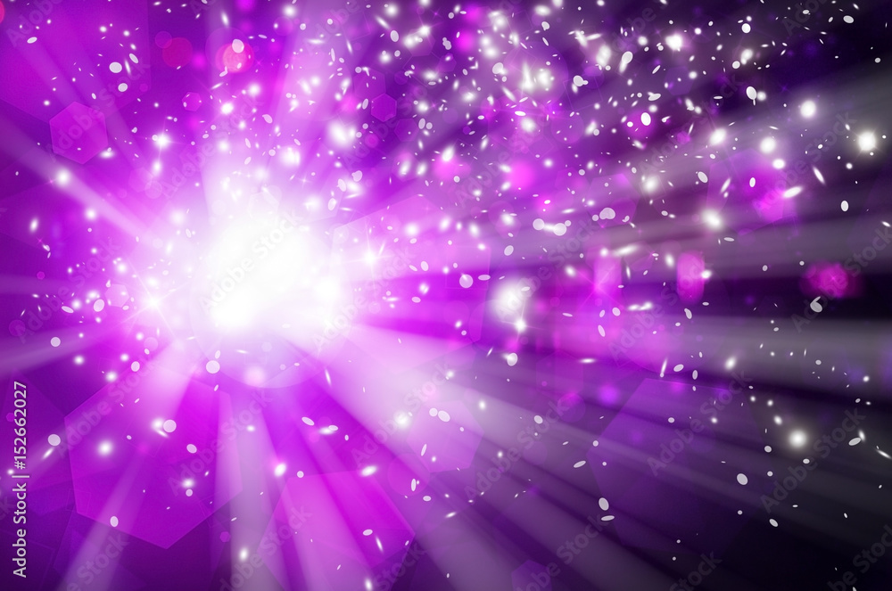 Fototapeta premium Purple sparkles rays lights glitter bokeh Festive Elegant abstract background.