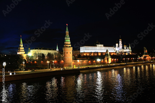 moscow, night, kremlin, russia, river, Embankment, 