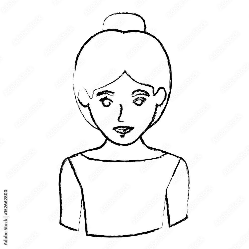 monochrome blurred contour with half body of female dancer with collected hair vector illustration monochrome blurred contour with half body of female dancer with collected hair vector illustration
