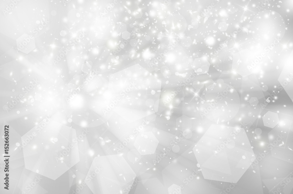 Fototapeta premium Soft gray sparkles rays lights glitter bokeh Festive Elegant abstract background.
