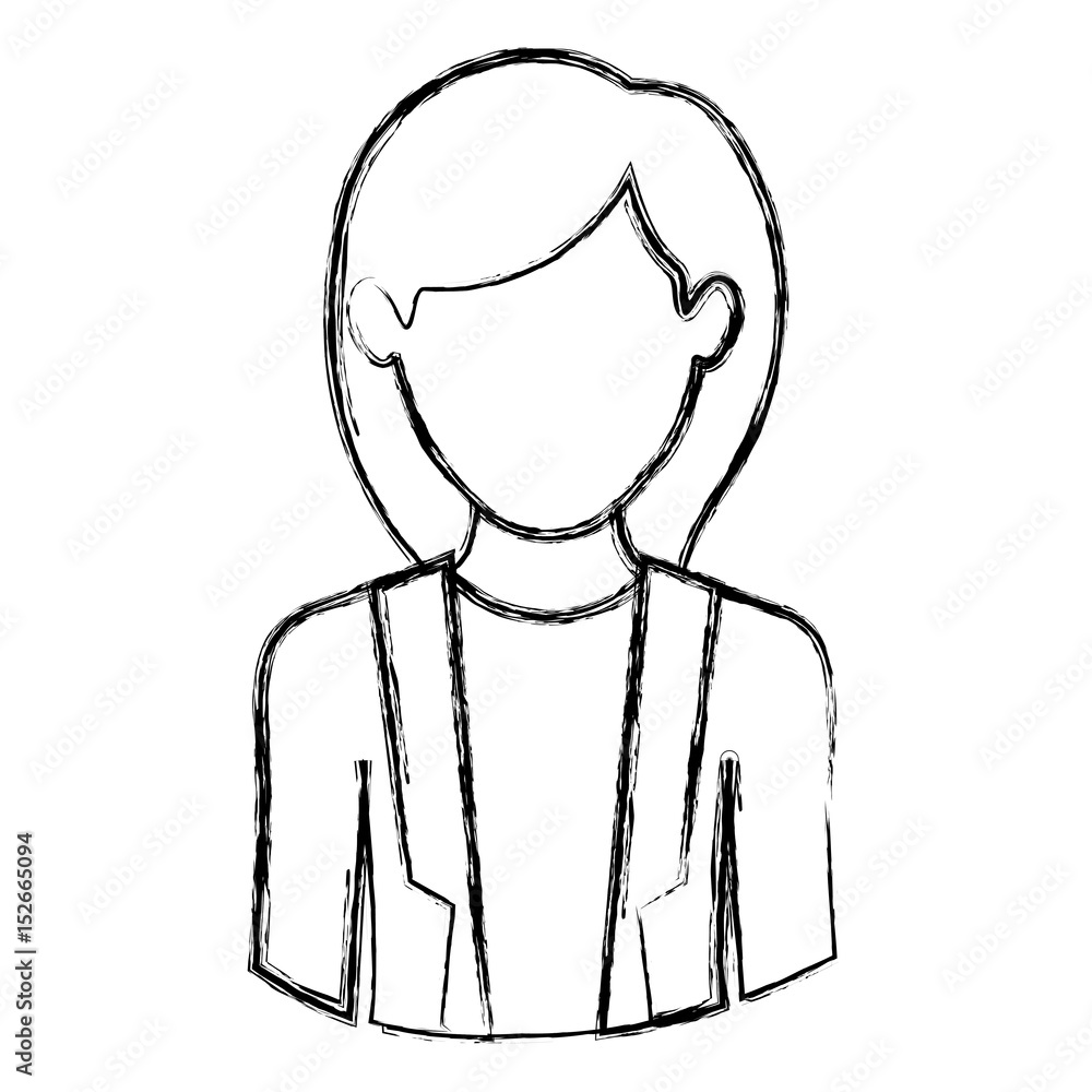 monochrome blurred contour with half body of faceless woman with formal suit vector illustration
