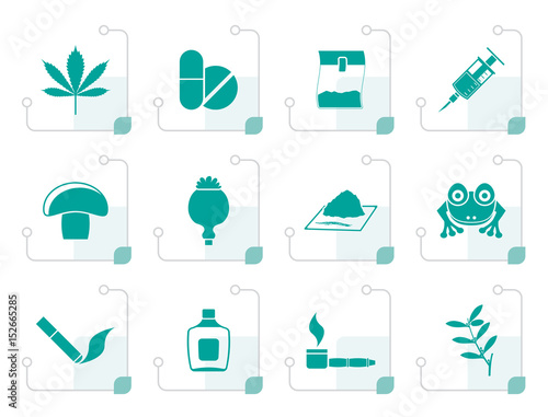 Stylized Different kind of drug icons - vector icon set