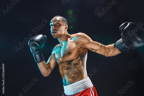 Afro american male boxer. © master1305