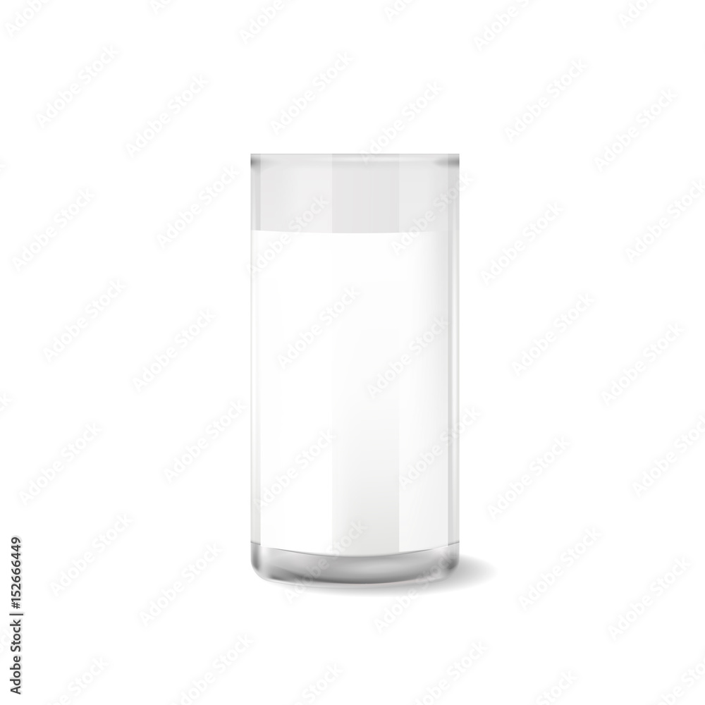 Realistic vector 3d transparent glass with milk. Realistic vector 3d transparent glass with milk.