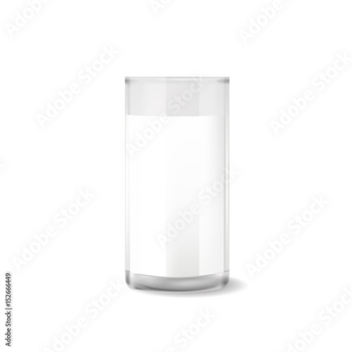 Realistic vector 3d transparent glass with milk.