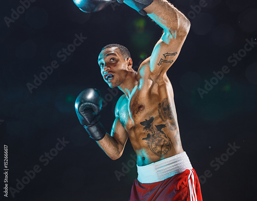 Afro american male boxer. © master1305