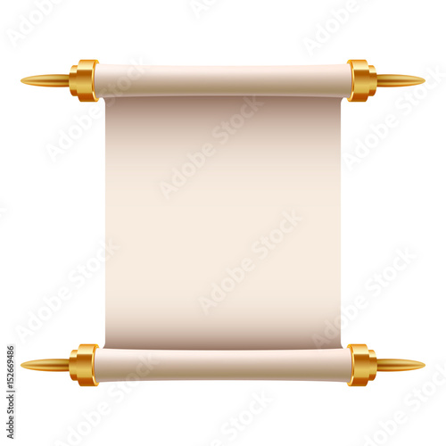 Double paper scroll with a golden handle, vector illustration