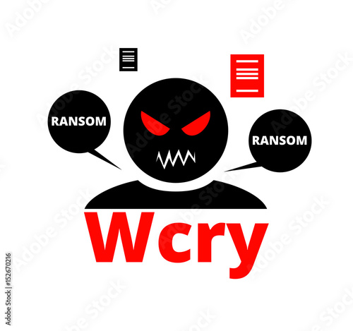 malware attack. ransom malware name is wanna cry. cyber virus. vector icon
