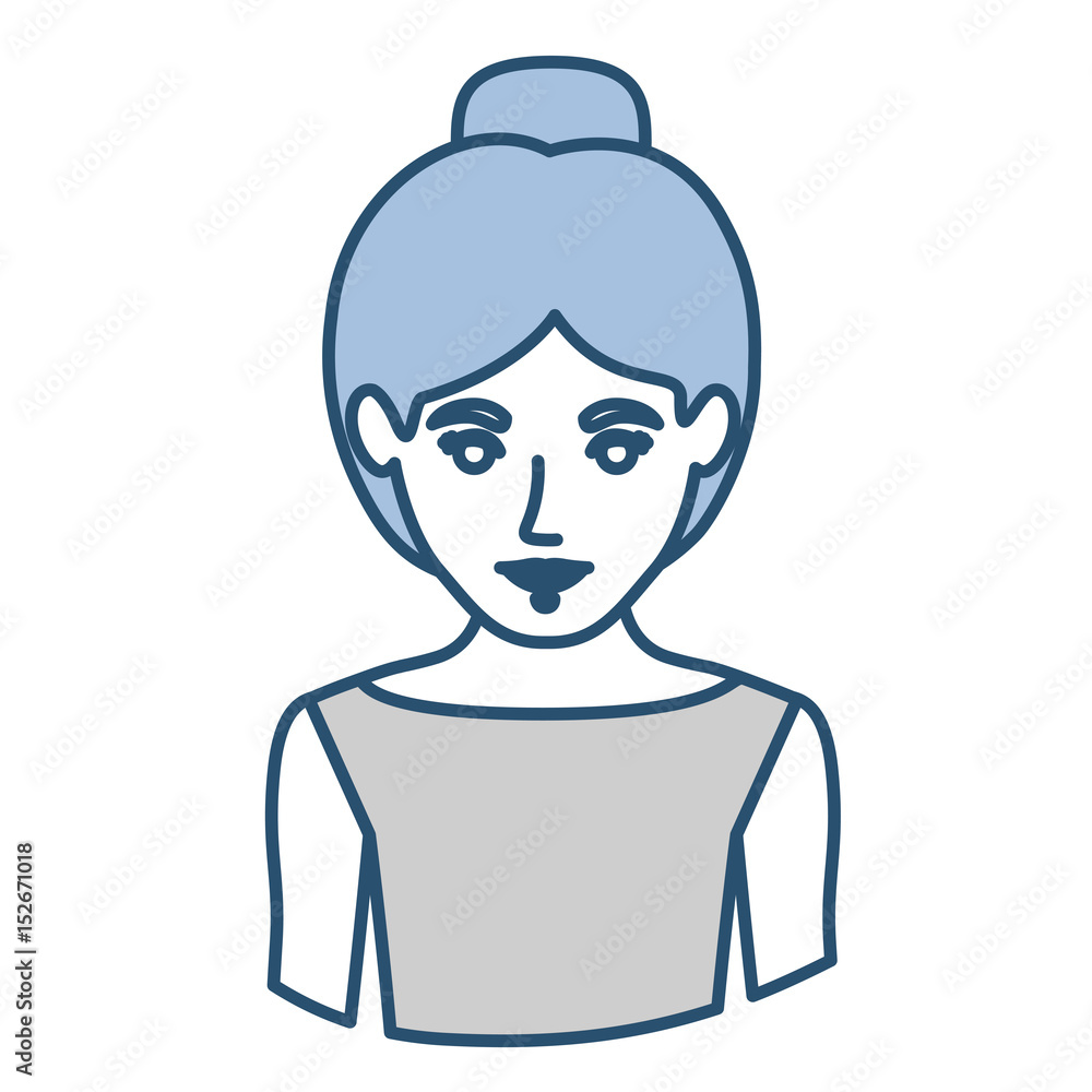 blue silhouette with half body of female dancer with collected hair vector illustration blue silhouette with half body of female dancer with collected hair vector illustration