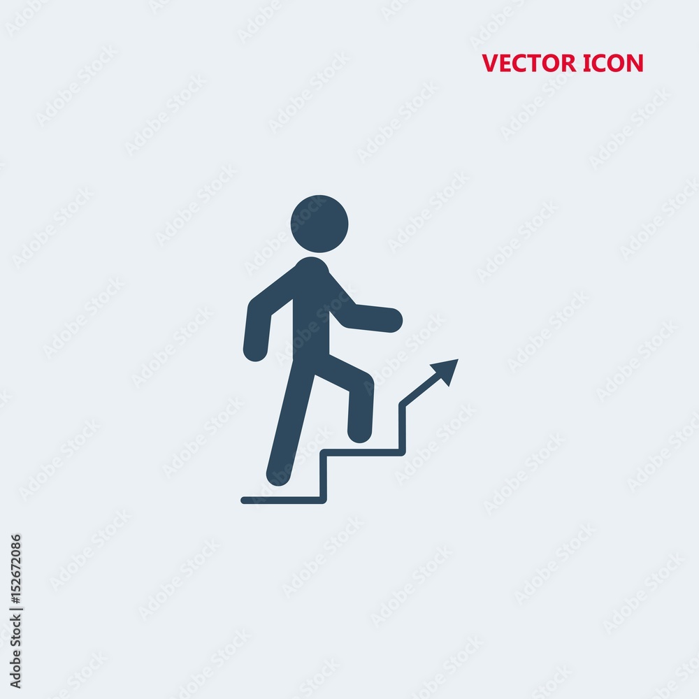 man climbing stairs vector icon man climbing stairs vector icon