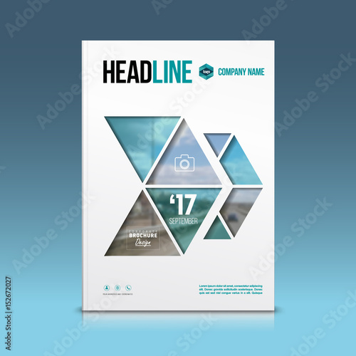 Cover design, corporate brochure template, magazine and flyer layout. Annual report. Geometric and polygonal objects. Vector illustration.