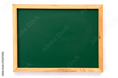 Canvas Print Green board with wood frame on white background