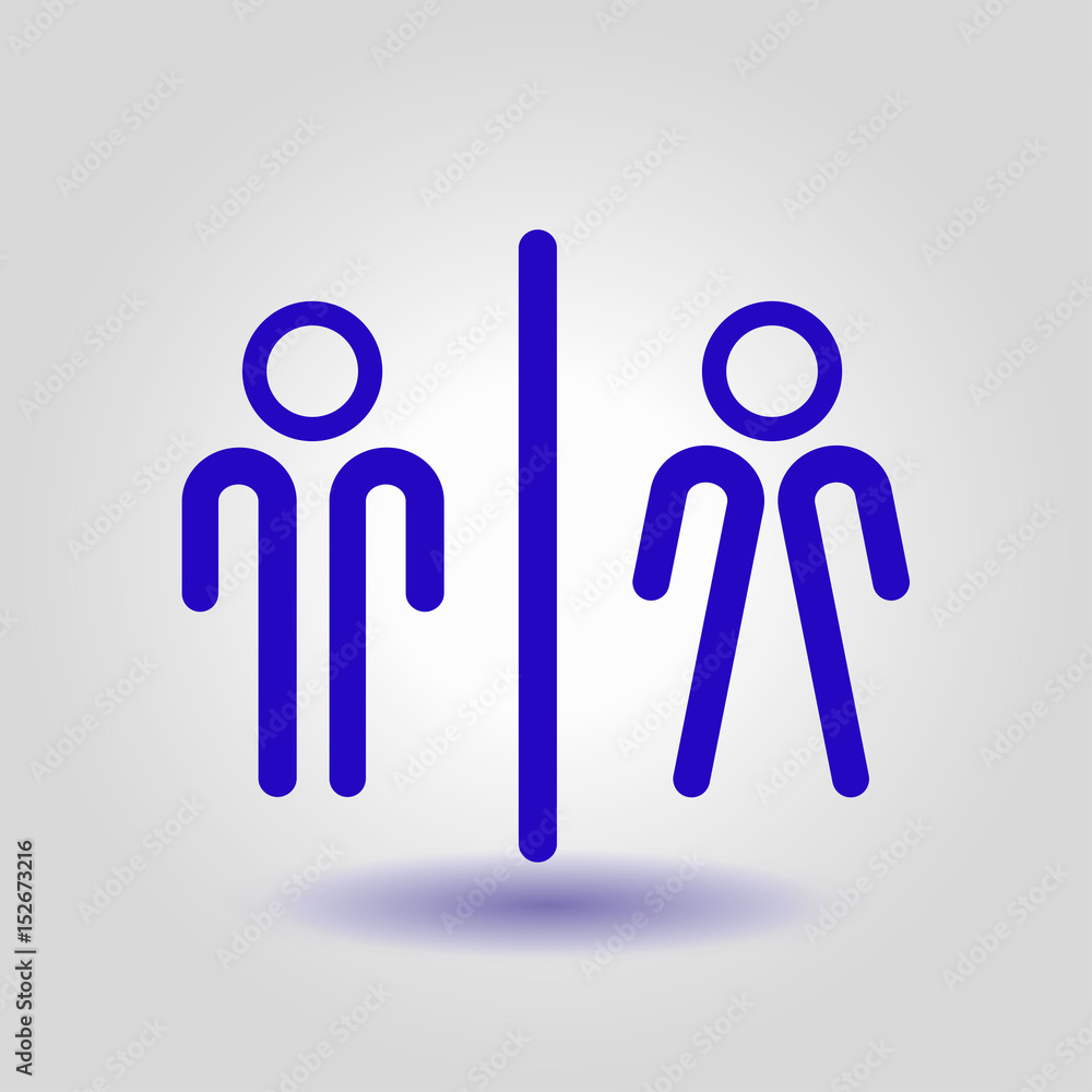 WC sign icon. Male and Female toilet. Flat design. WC sign icon. Male and Female toilet. Flat design.