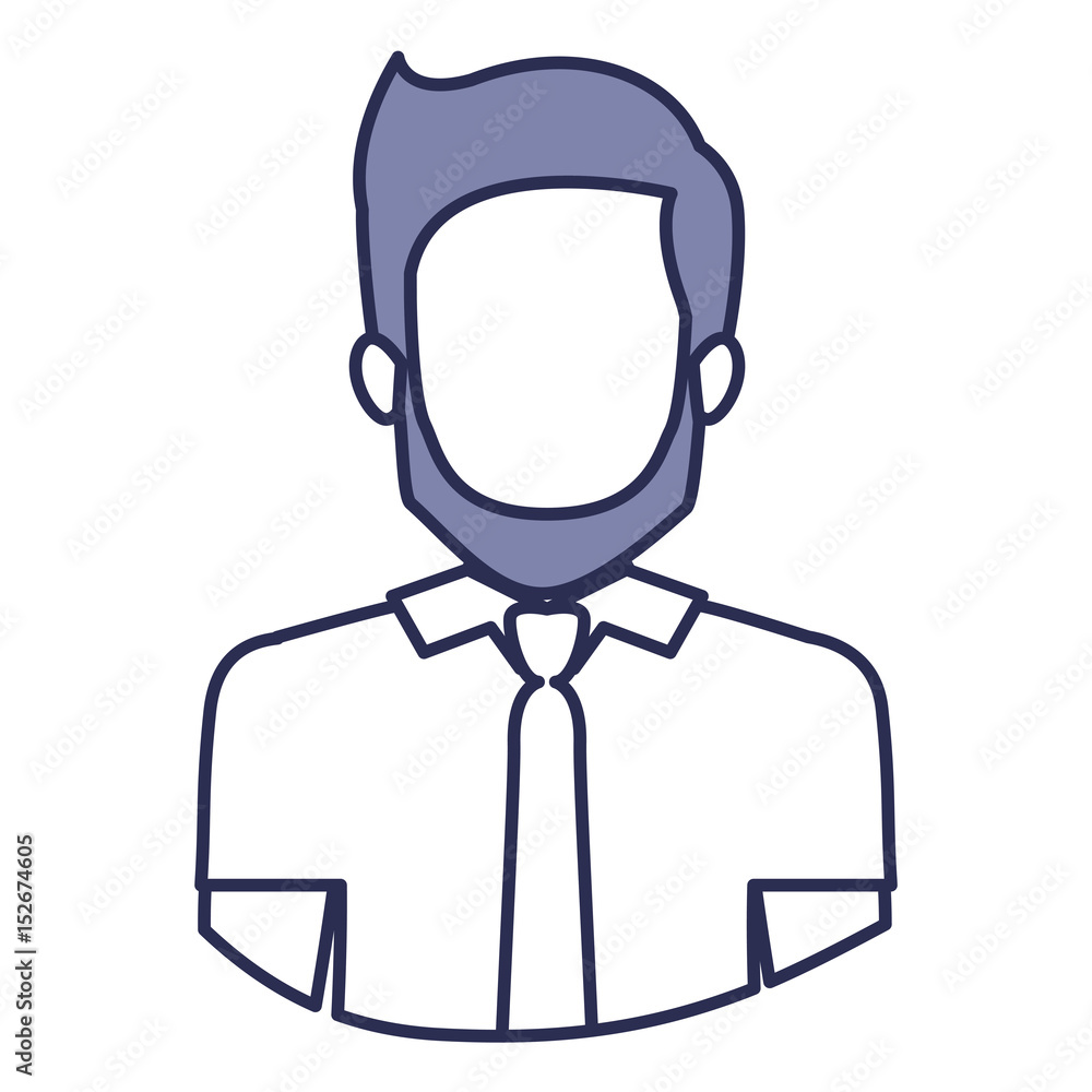 blue contour of half body of faceless bearded man with shirt and tie vector illustration blue contour of half body of faceless bearded man with shirt and tie vector illustration