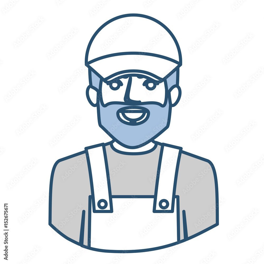 blue silhouette with half body of bearded delivery man vector illustration blue silhouette with half body of bearded delivery man vector illustration