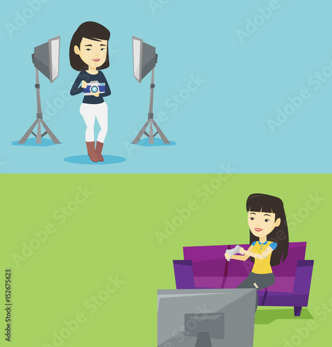 Two media banners with space for text.