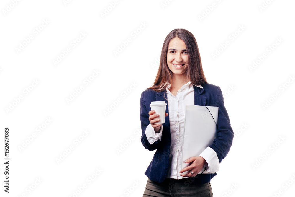 Beautiful business woman on white background Beautiful business woman on white background