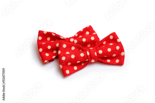 tie red with white polka dots on a white background