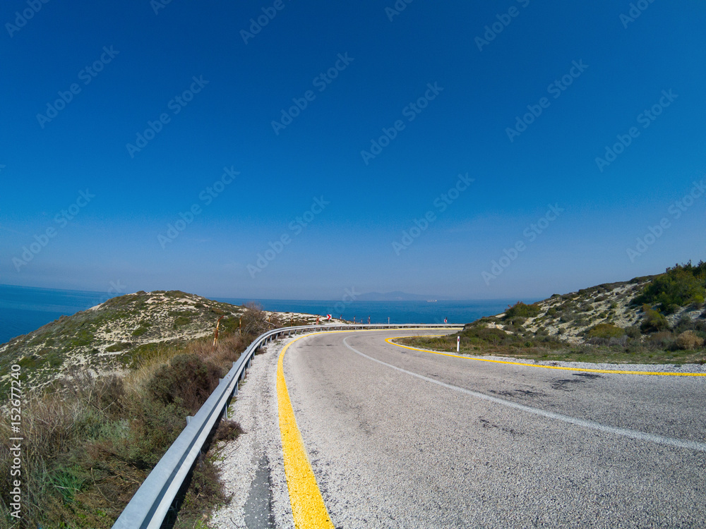 Empty road high sea view