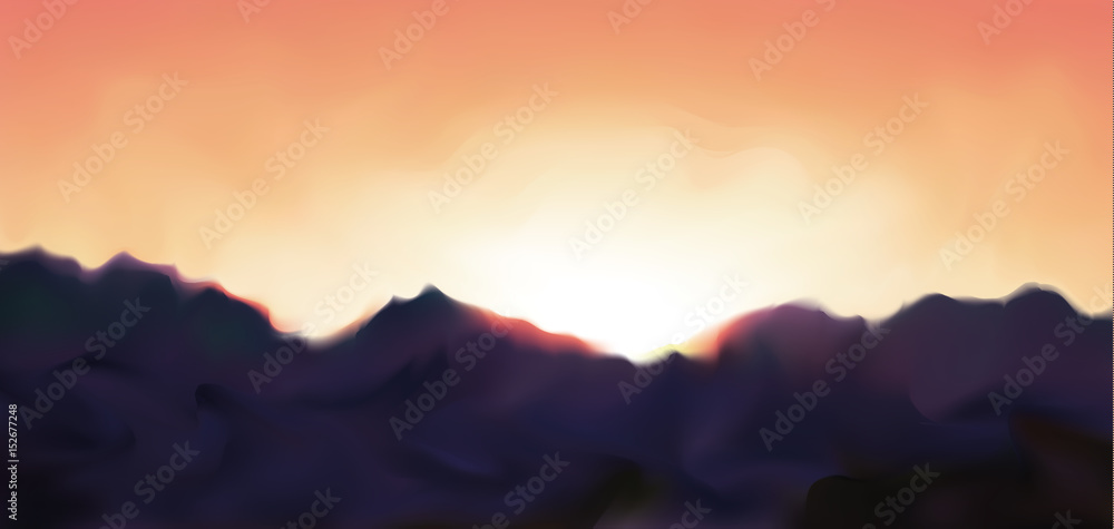 Mountain Landscape. Mountainous Terrain. Vector Illustration. Abstract Background. 
