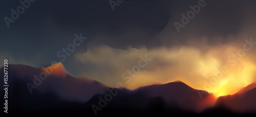 Mountain Landscape. Mountainous Terrain. Vector Illustration. Abstract Background. 