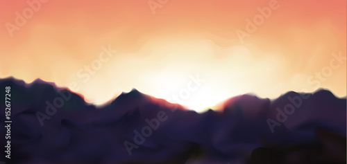 Mountain Landscape. Mountainous Terrain. Vector Illustration. Abstract Background. 