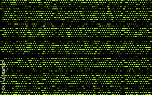 banner green dotted line of different sizes with transparency. black abstract background. halftone effect. vector illustration