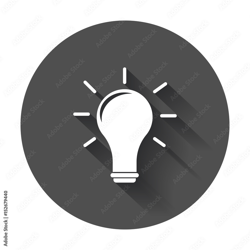 Idea icon vector flat. Light bulb icon vector with long shadow. Idea icon vector flat. Light bulb icon vector with long shadow.